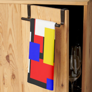 Red, Yellow, Black, Blue and Green Blocks Kitchen Towel