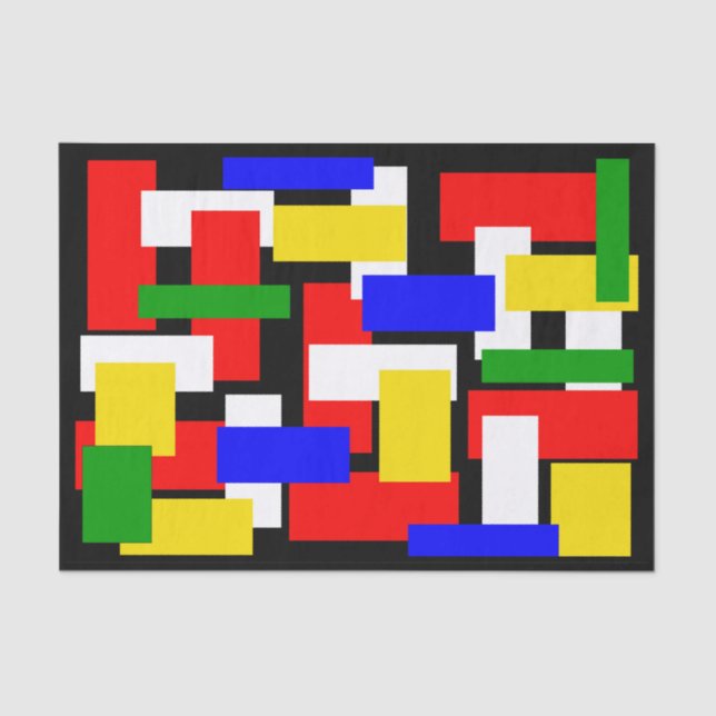 Red, Yellow, Black, Blue and Green Blocks Tissue Paper (Front)