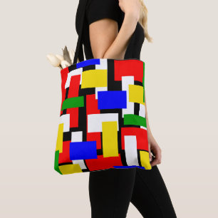 Red, Yellow, Black, Blue and Green Blocks Tote Bag