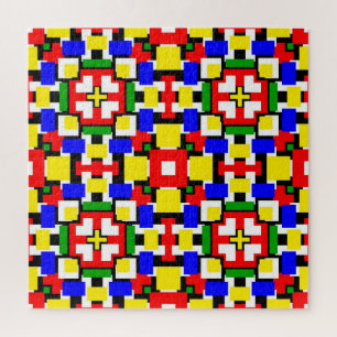 Red, Yellow, Black, Blue and Green Geometrics  Jigsaw Puzzle