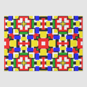 Red, Yellow, Black, Blue and Green Geometrics  Tissue Paper