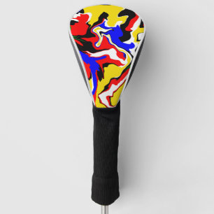 Red, Yellow, Black, Blue and Green Swirls  Golf Head Cover