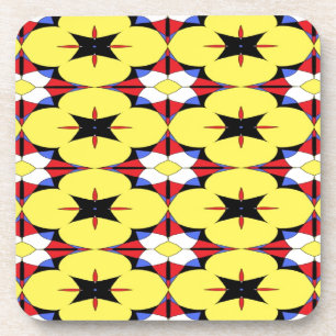 Red, Yellow, Black, Blue Kaleidoscope Coaster