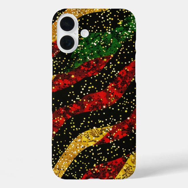 Red Yellow Black Waves of Festive Glitter Case-Mate iPhone Case (Back)