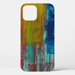 RED YELLOW BLUE AND WHITE ABSTRACT PAINTING iPhone 12 CASE