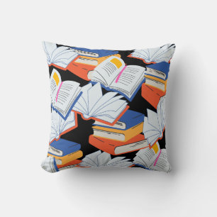 Red Yellow Blue Books Book Club Reading Throw Pillow