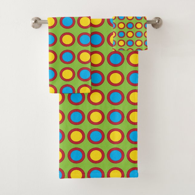 Red Yellow Blue Circles  Bath Towel Set (Insitu)