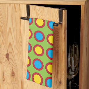 Red Yellow Blue Circles Pattern Kitchen Towel