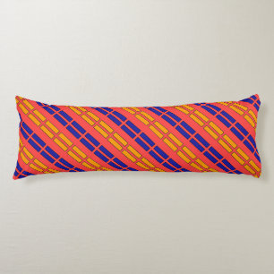 Red + Yellow Blue Dashes Body Pillow