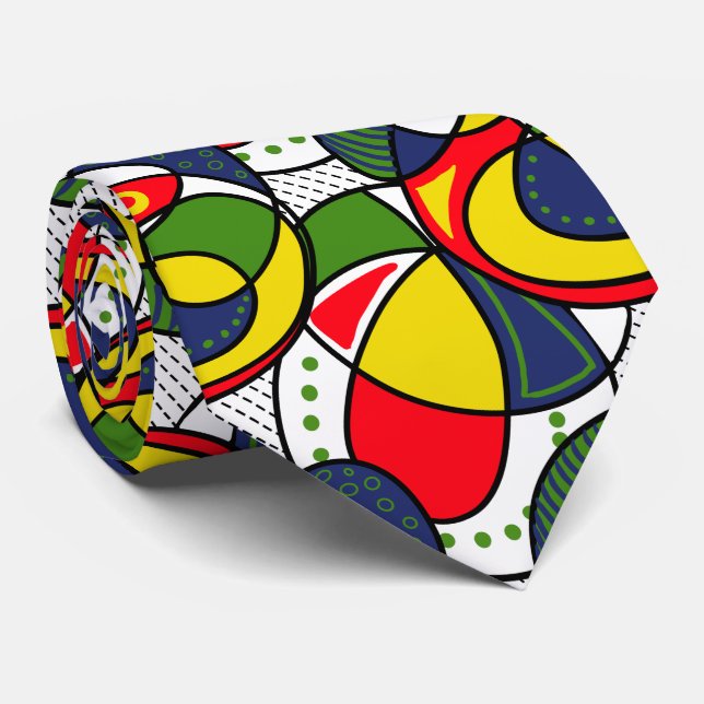 Red Yellow Blue Green Beach Ball Tie (Rolled)