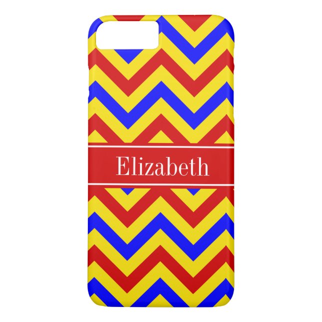 Red, Yellow, Blue LG Chevron Red Name Monogram Case-Mate iPhone Case (Back)