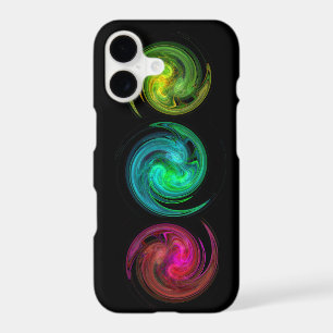 RED YELLOW BLUE LIGHT VORTEX Fractal Art, Black