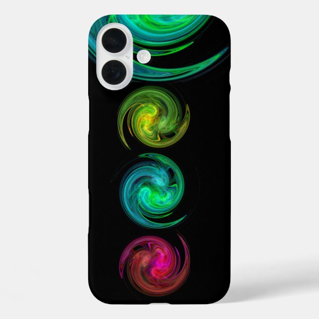 RED YELLOW BLUE LIGHT VORTEX Fractal Art, Black Case-Mate iPhone Case (Back)