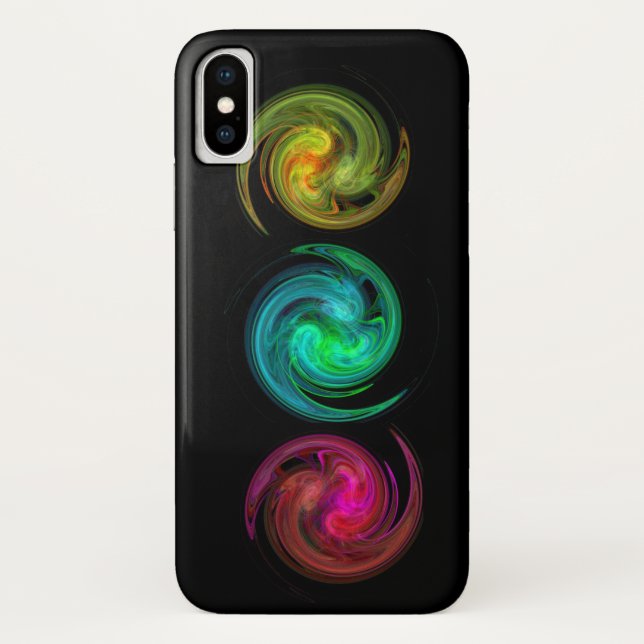 RED YELLOW BLUE LIGHT VORTEX Fractal Art, Black Case-Mate iPhone Case (Back)