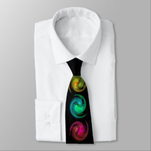 RED YELLOW BLUE LIGHT VORTEX Fractal Art, Black  Tie
