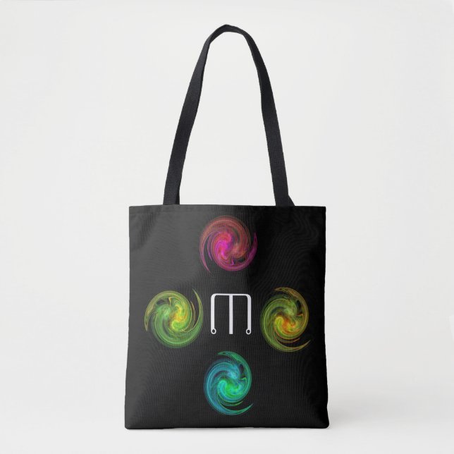 RED YELLOW BLUE LIGHT VORTEX Monogram Black Tote Bag (Front)