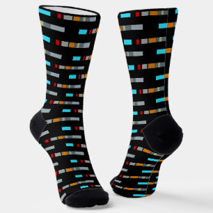 Red Yellow Blue Silver Multicolor Pattern Socks