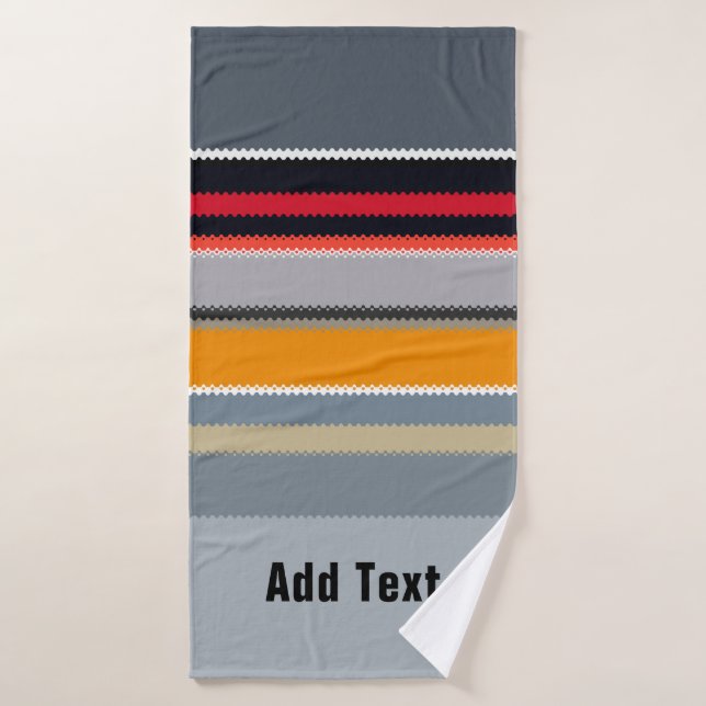 Red Yellow Blue Silver Multicolor Striped Pattern Bath Towel (Bath Towel)