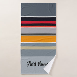 Red Yellow Blue Silver Multicolor Striped Pattern Bath Towel
