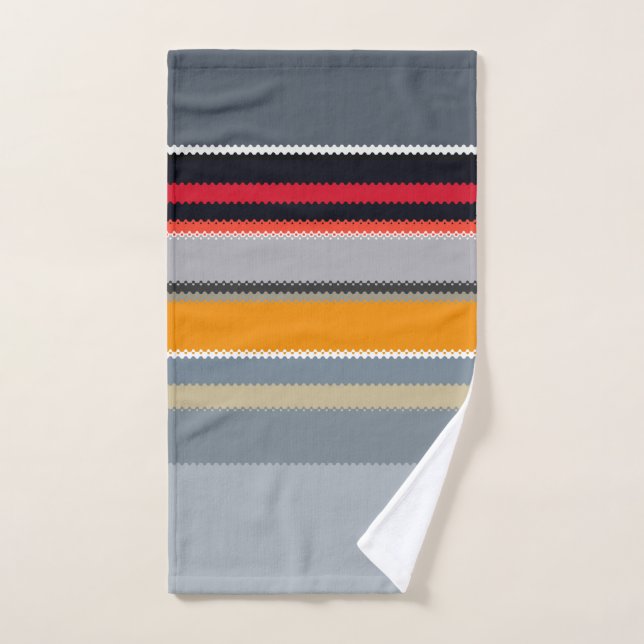 Red Yellow Blue Silver Multicolor Striped Pattern Hand Towel (Hand Towel)