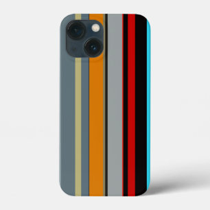 Red Yellow Blue Silver Multicolored Stripe Pattern iPhone 13 Mini Case