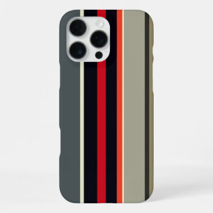 Red Yellow Blue Silver Multicolored Stripes iPhone 16 Pro Max Case