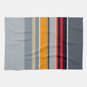 Red Yellow Blue Silver Multicolored Stripes Kitchen Towel