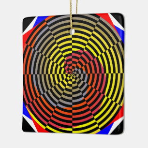 Red Yellow Blue Spiral by Kenneth Yoncich Ceramic Ornament