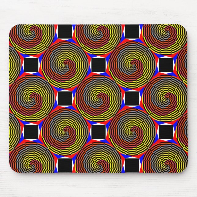 Red Yellow Blue Spiral by Kenneth Yoncich Mouse Pad (Front)