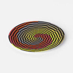 Red Yellow Blue Spiral by Kenneth Yoncich Paper Plate