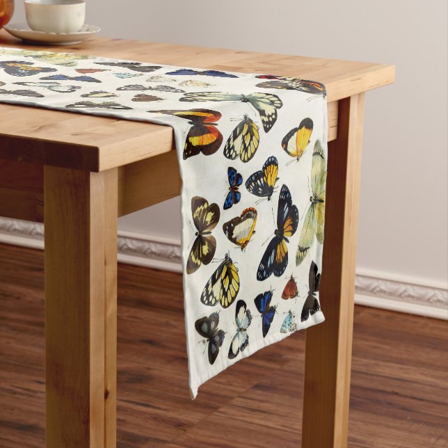RED YELLOW BLUE WHITE BUTTERFLIES Beauty Nature Short Table Runner (In Situ)