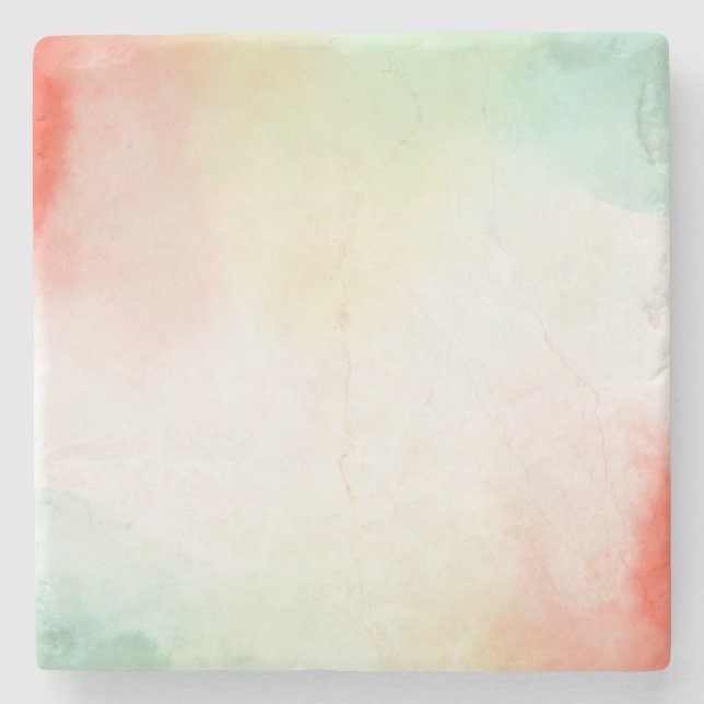 Red Yellow Blush Tie Dye Stone Coaster (Front)