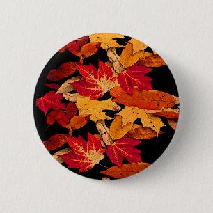 Red Yellow Brown Orange Autumn Leaves 2 Inch Round Button