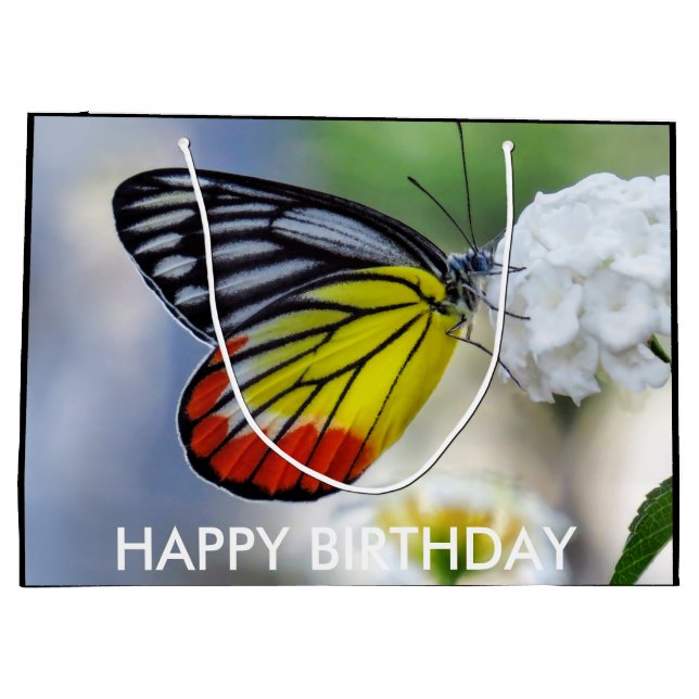 Red yellow butterfly Painted Jezebel Large Gift Bag (Back)