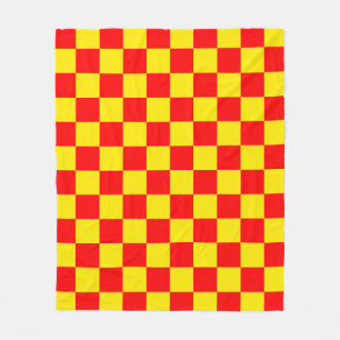 Red Yellow Check Chequered Pattern Design  Fleece Blanket