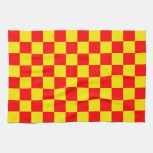Red Yellow Check Chequered Pattern Design Kitchen Towel