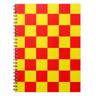 Red Yellow Check Chequered Pattern Design  Notebook