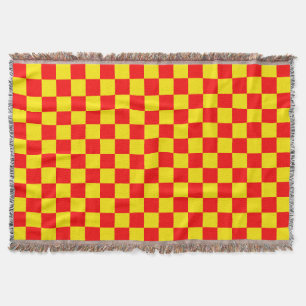 Red Yellow Check Chequered Pattern Design  Throw Blanket