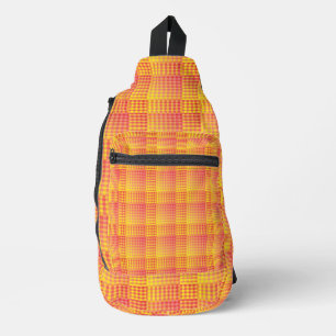 Red Yellow Checker Abstract Pattern Sling Bag