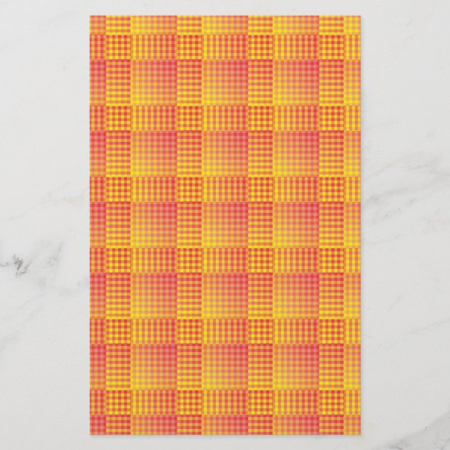 Red Yellow Checker Abstract Pattern Stationery (Front)