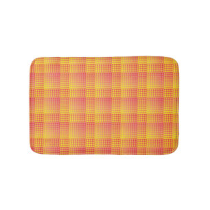 Red Yellow Chequered Abstract Pattern Bath Mat