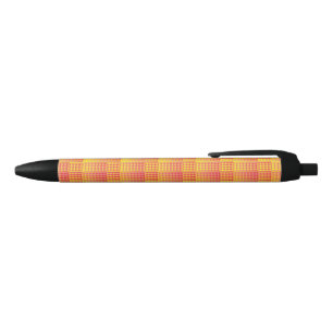 Red Yellow Chequered Abstract Pattern Black Ink Pen