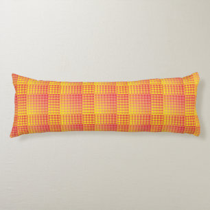 Red Yellow Chequered Abstract Pattern Body Pillow