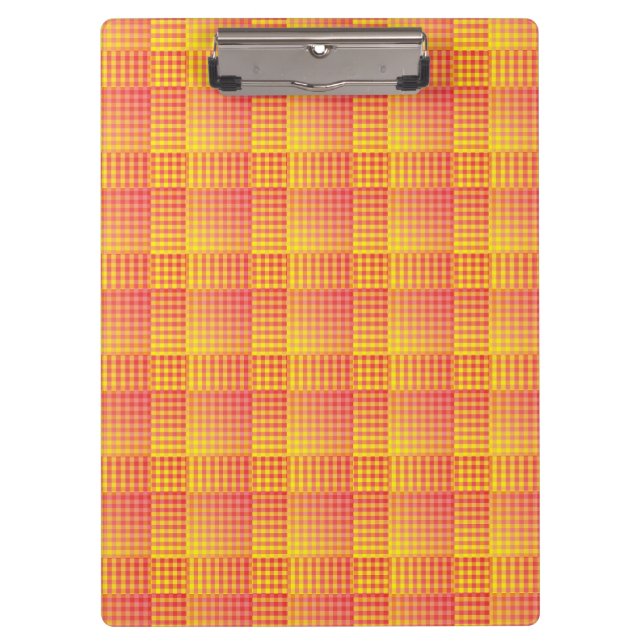 Red Yellow Chequered Abstract Pattern Clipboard (Front)