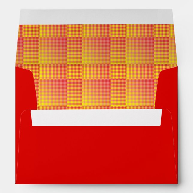 Red Yellow Chequered Abstract Pattern Envelope (Back (Bottom))