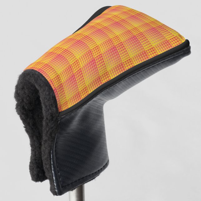 Red Yellow Chequered Abstract Pattern Golf Head Cover (3/4 Front)