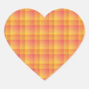 Red Yellow Chequered Abstract Pattern Heart Sticker
