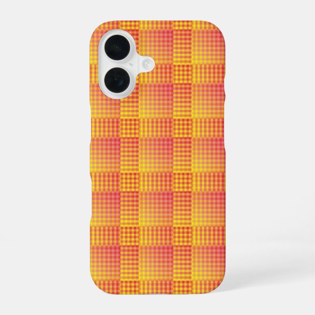 Red Yellow Chequered Abstract Pattern iPhone 16 Case (Back)