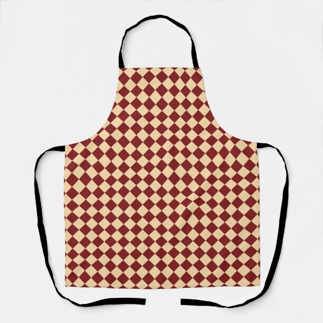 Red Yellow Chequered Diamond Pattern  Apron (Front)