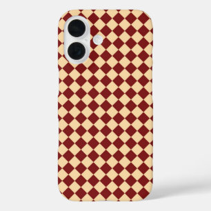 Red Yellow Chequered Diamond Pattern iPhone 16 Case